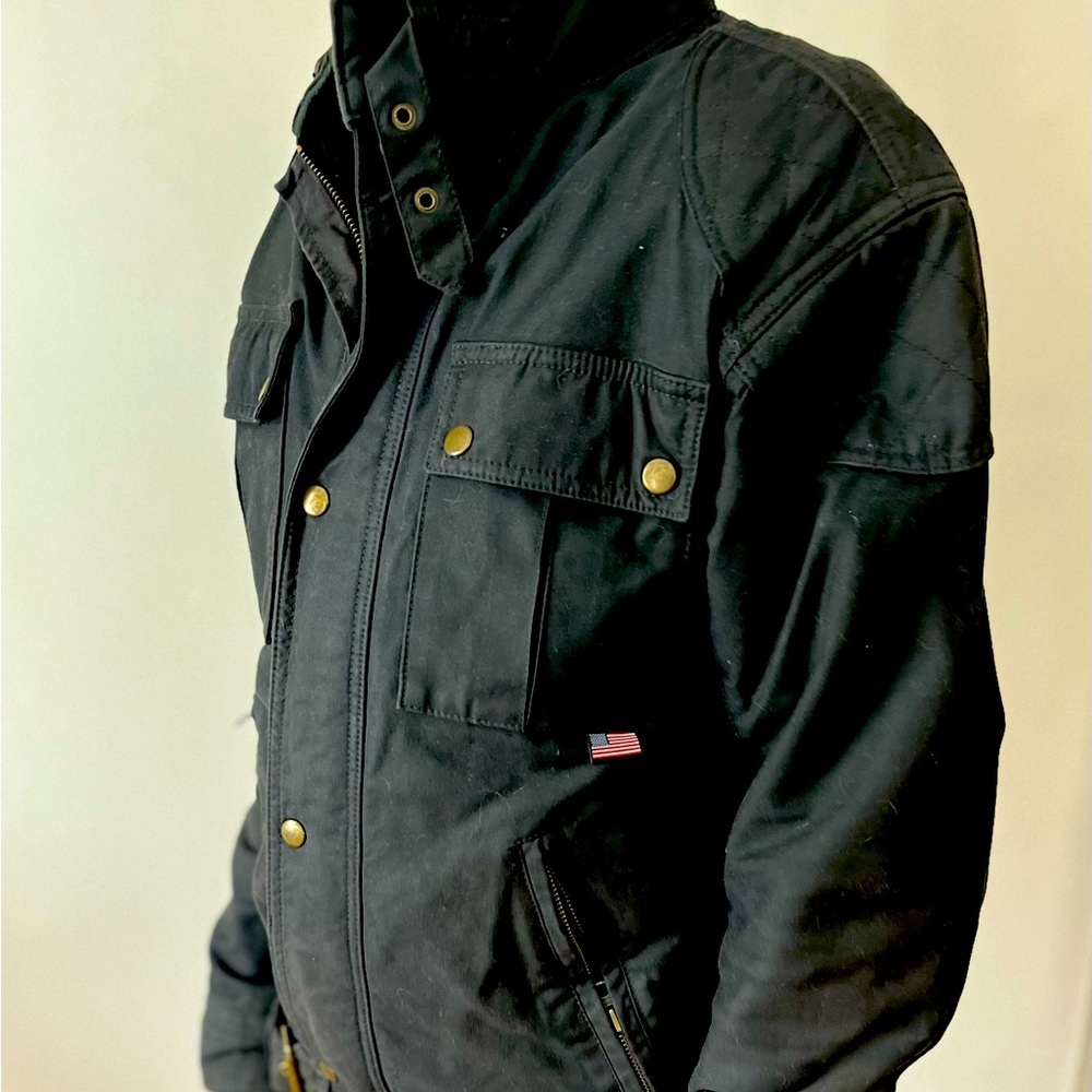 Waxed cotton motorcycle jacket